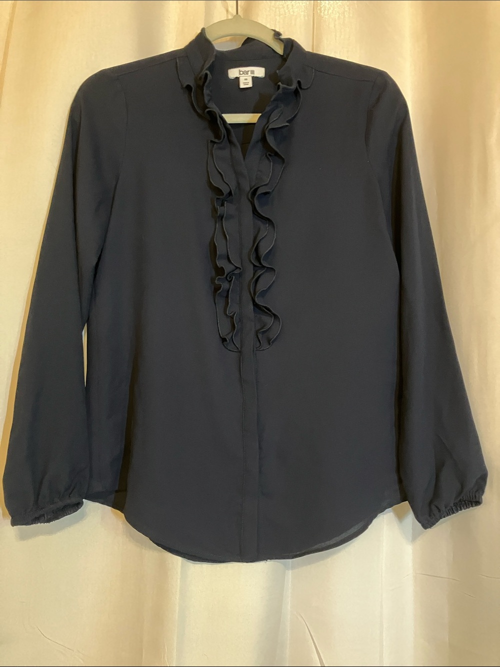 Bar III Black Ruffle Front Blouse